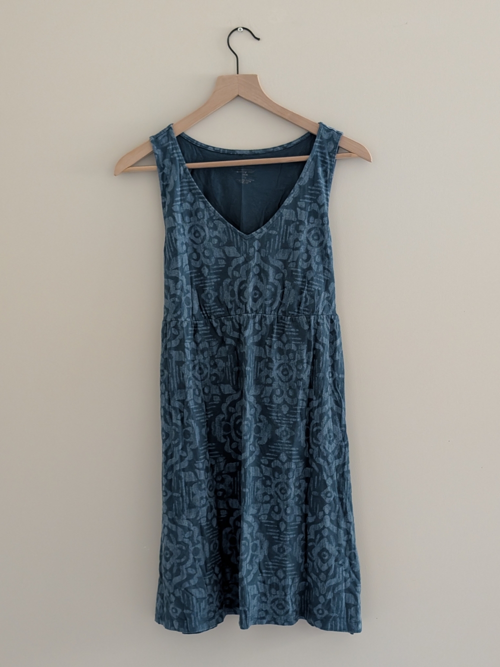 Sonoma Blue Patterned V-Neck Sleeveless Dress